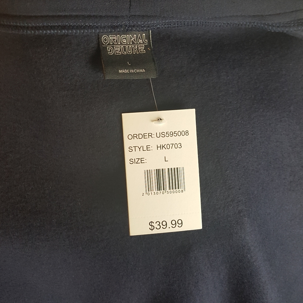 Full Zip Lightweight Navy Blue Hoodie-Large - Picture 7 of 8